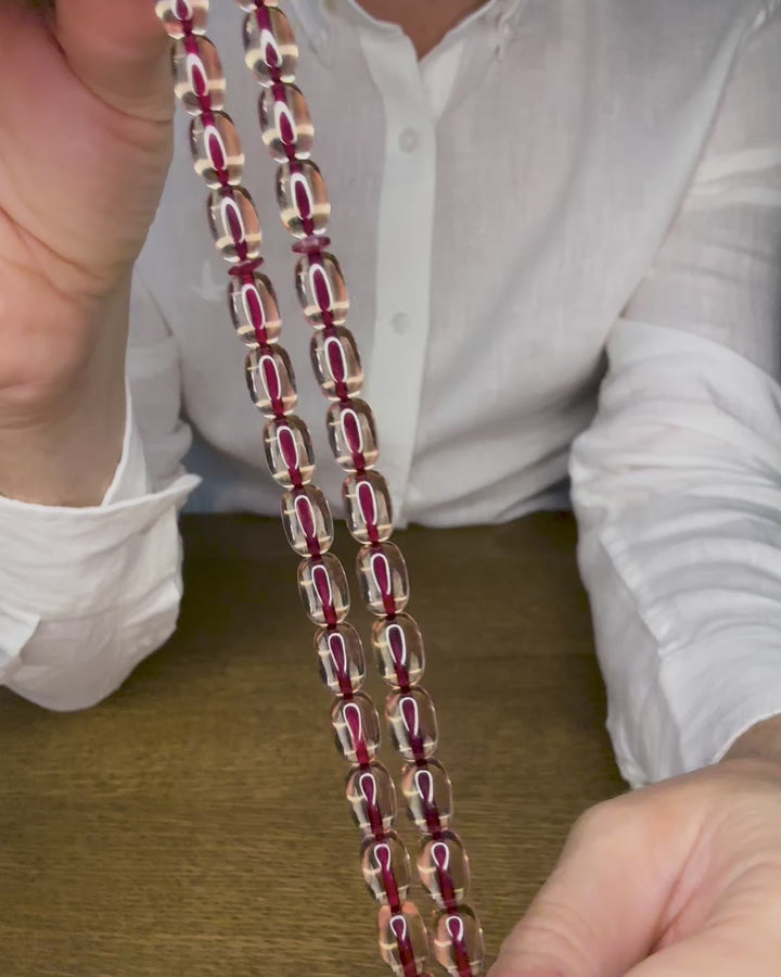 Fire Amber Tasbeeh with Special Silver &amp; Kuka Wood Tassel – WATD153