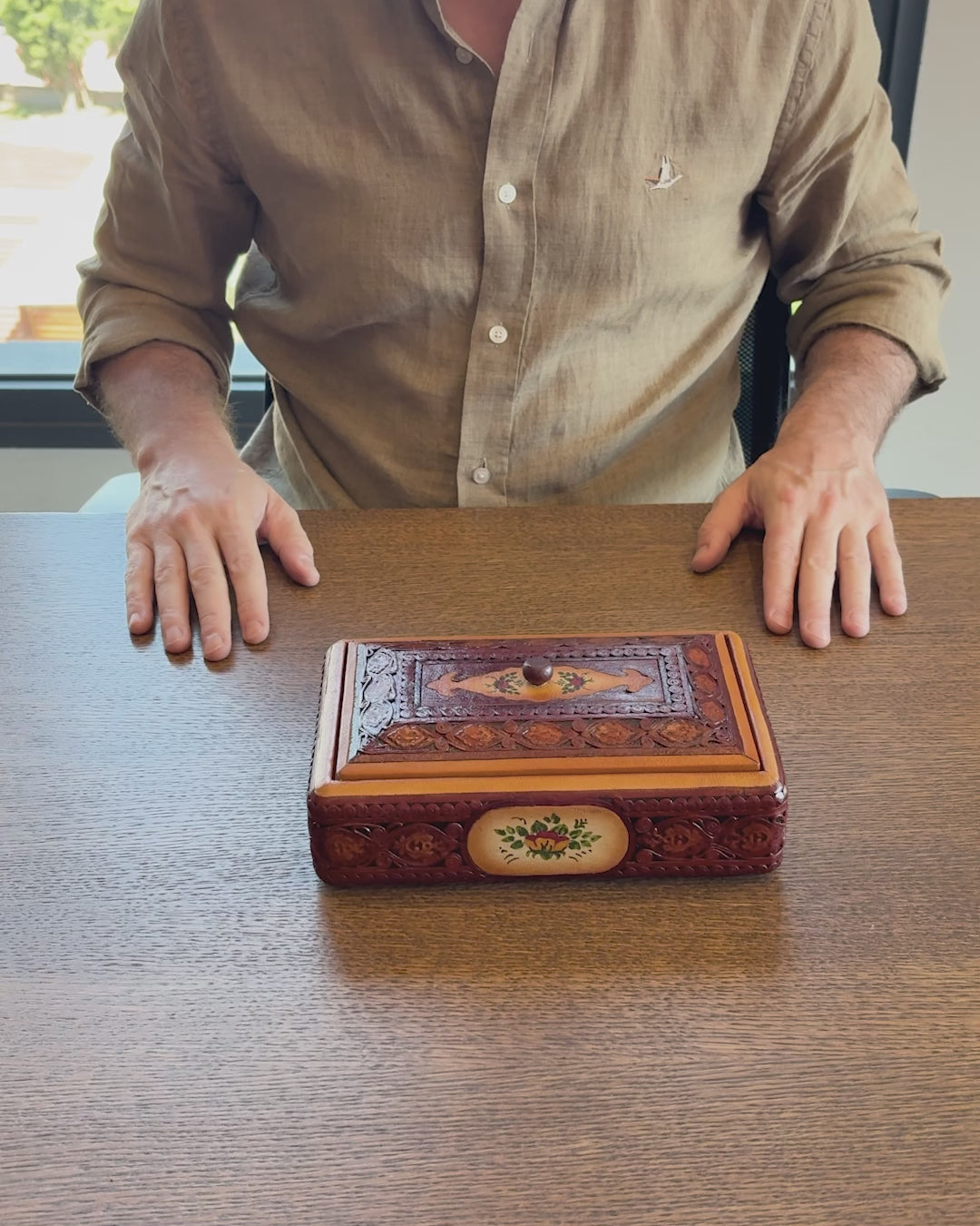 Leather-Covered Wooden Decorative Box (Small Size) - WAAH360