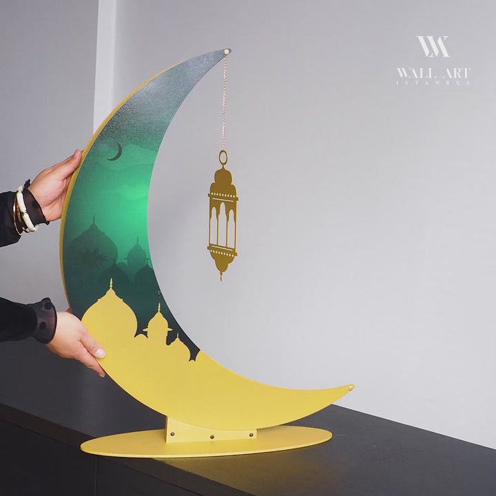26" 3D Colorful Metal Ramadan Moon - WAMH227