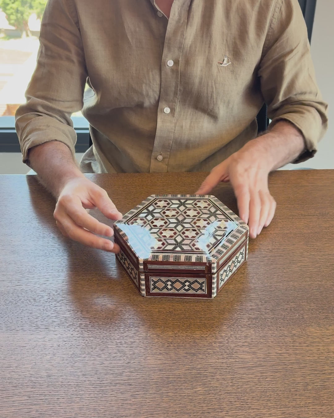 Handcrafted Mother-of-Pearl Inlaid Wooden Box - WAAH243