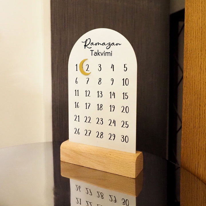"Ramazan Takvimi" Metal Ramadan Calendar (Wooden Base &amp; Magnetic Hilal) - WAMH188