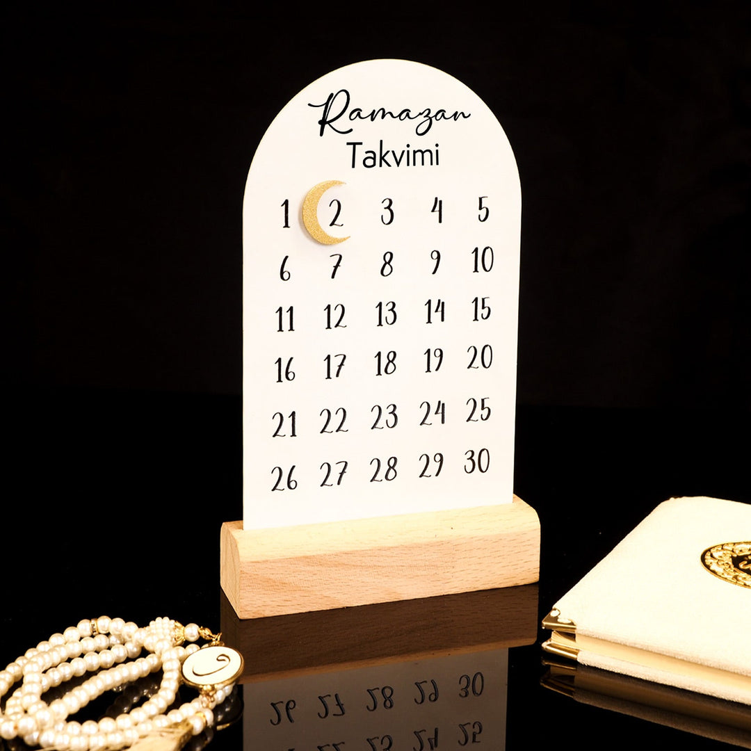 "Ramazan Takvimi" Metal Ramadan Calendar (Wooden Base &amp; Magnetic Hilal) - WAMH188