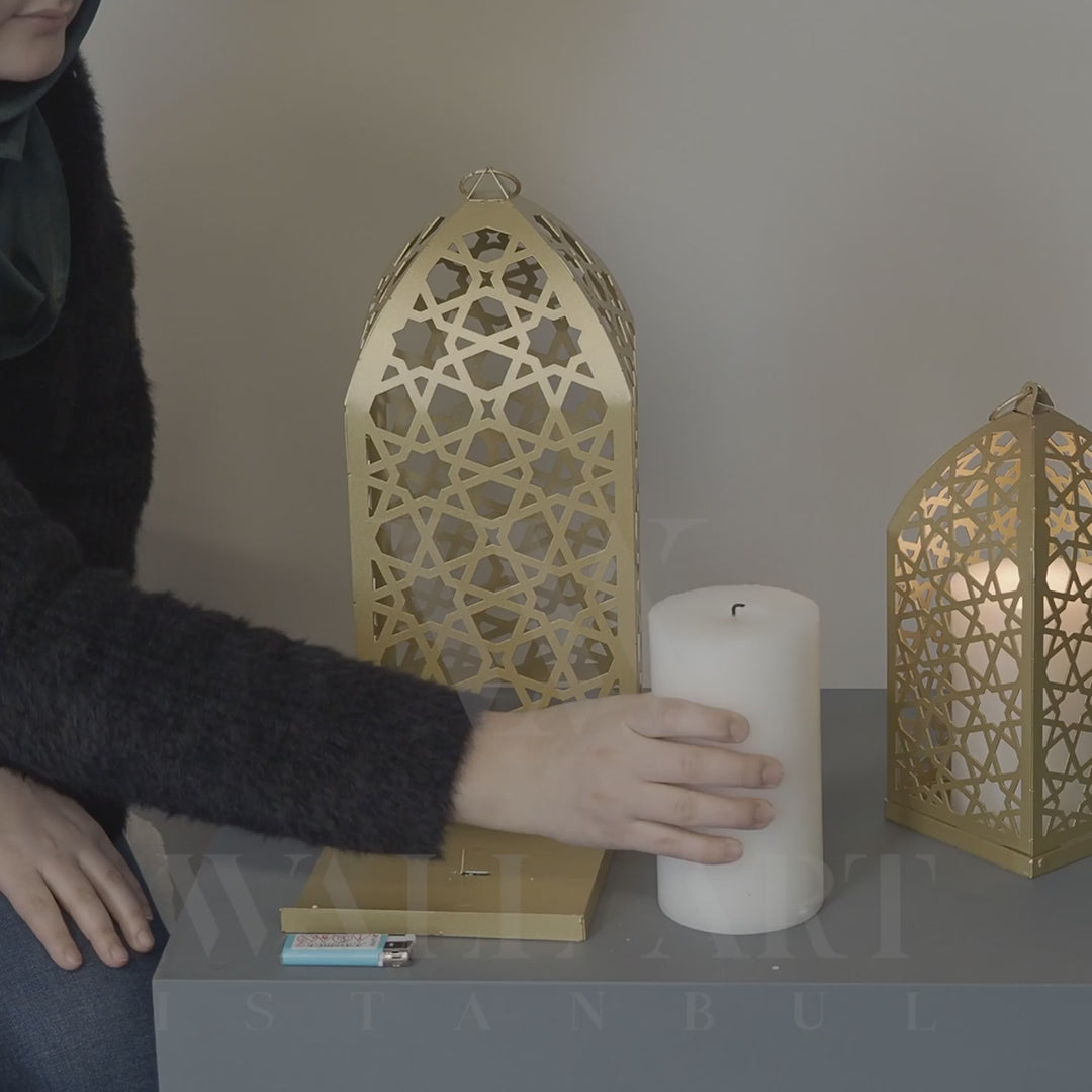 Islamic Table Decor - Metal Candle Holder Set of 2, ramadan mubarak, ramadan decor set, eid mubarak gifts, muslim home decor, arabic calligraphy, golden ramadan set, islamic decorations, decorative crescent, moon and star decor, ramadan table decor, ramadan celebration, traditional eid decor, Metal Islamic Candle Holder, Ramadan Decoration for Home, Muslim Gift, Ramadan Decor, Ramadan Gifts, Muslim Home Table Decor, Eid Decoration, Eid, Ramadan, Ramadan Decoration
