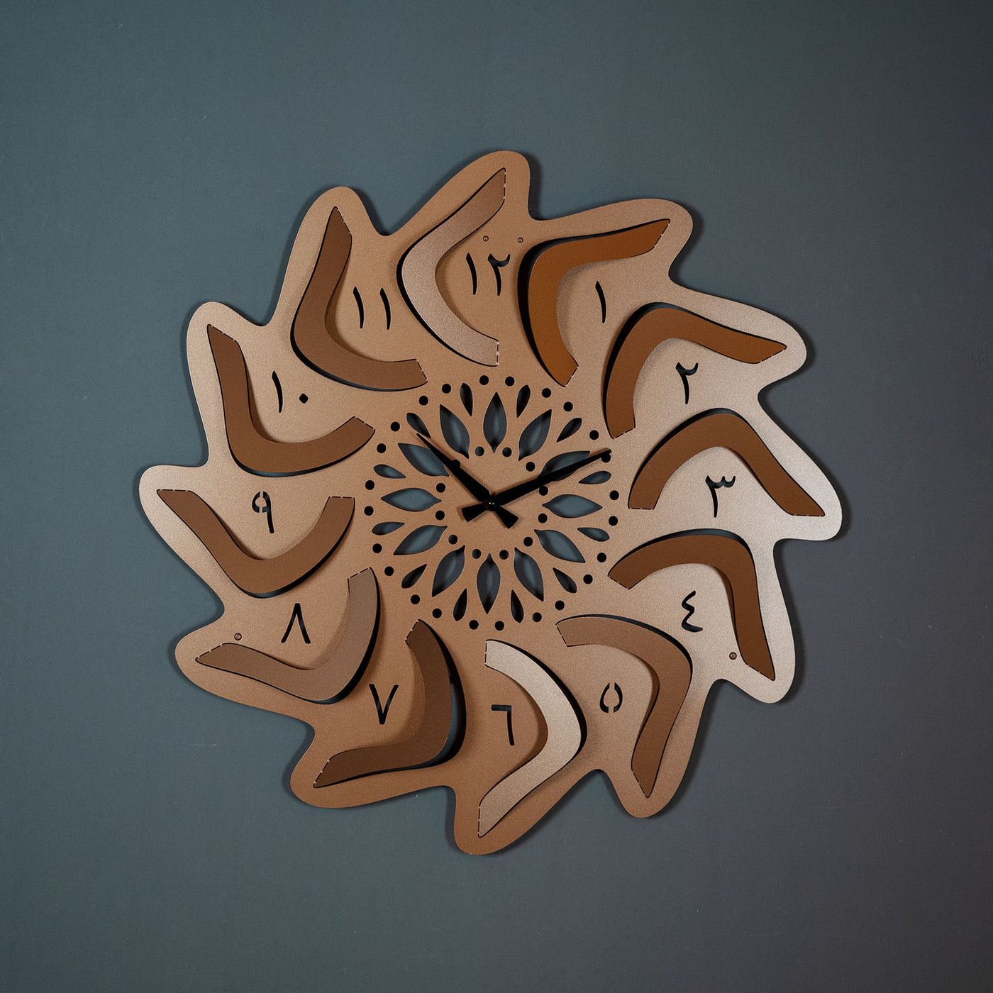 3D Metal Wall Clock with Arabic Numbers - WAMS010