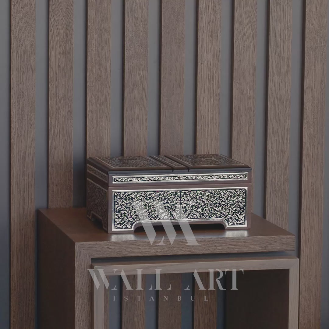 Premium Wooden Quran Stand and Quran with Silver Engravings - WAP014