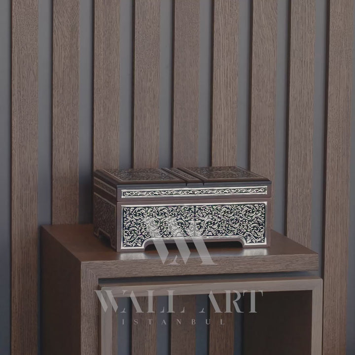 Premium Wooden Quran Stand and Quran with Silver Engravings - WAP014