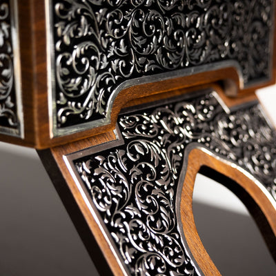 Premium Quran Stand and Quran with Silver Engravings - WAP014
