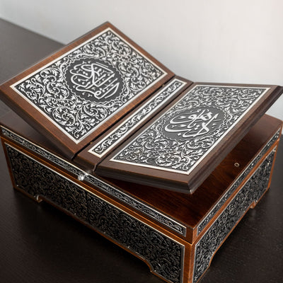 Premium Quran Stand and Quran with Silver Engravings - WAP014