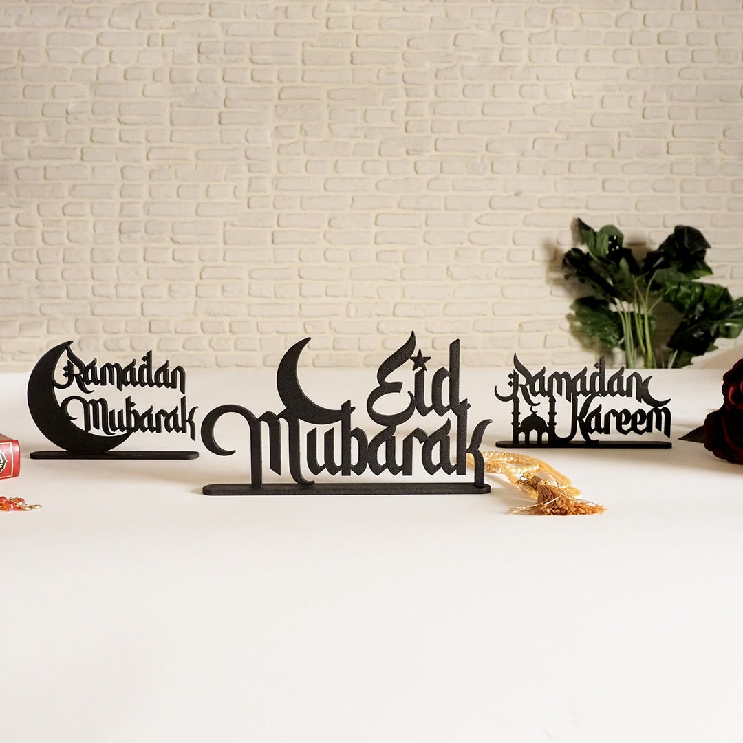 Metal Ramadan Mubarak, Ramadan Kareem &amp; Eid Mubarak Decor Set of 3 - WAMH121