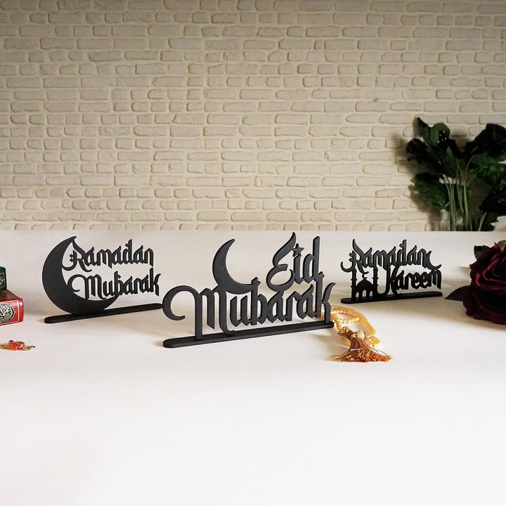 Metal Ramadan Mubarak, Ramadan Kareem &amp; Eid Mubarak Decor Set of 3 - WAMH121