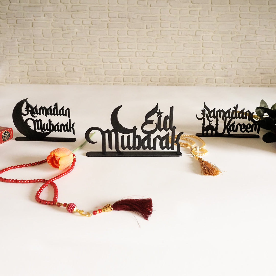 Metal Ramadan Mubarak, Ramadan Kareem &amp; Eid Mubarak Decor Set of 3 - WAMH121