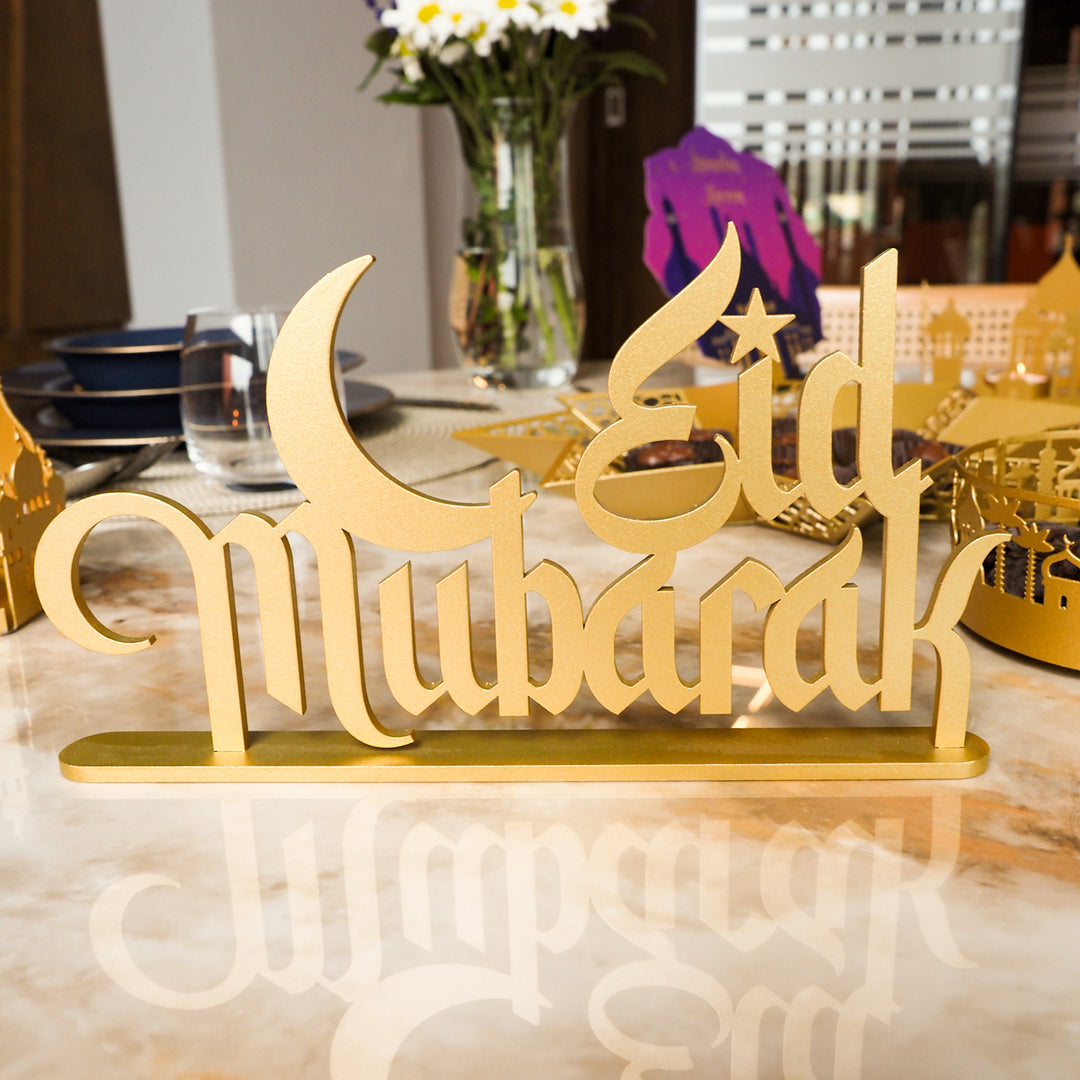 Metal Ramadan Mubarak, Ramadan Kareem &amp; Eid Mubarak Decor Set of 3 - WAMH121