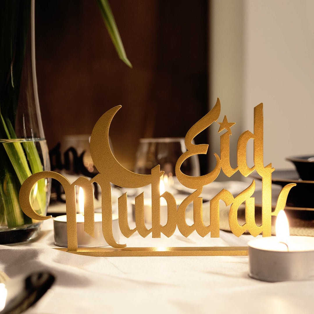 Metal Ramadan Mubarak, Ramadan Kareem &amp; Eid Mubarak Decor Set of 3 - WAMH121